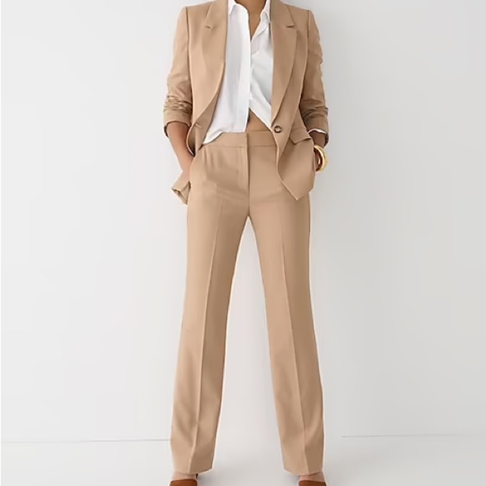 J CREW WILLA ITALIAN CITY WOOL TROUSERS CAMEL BLUSH NWT SZ 6   LONG